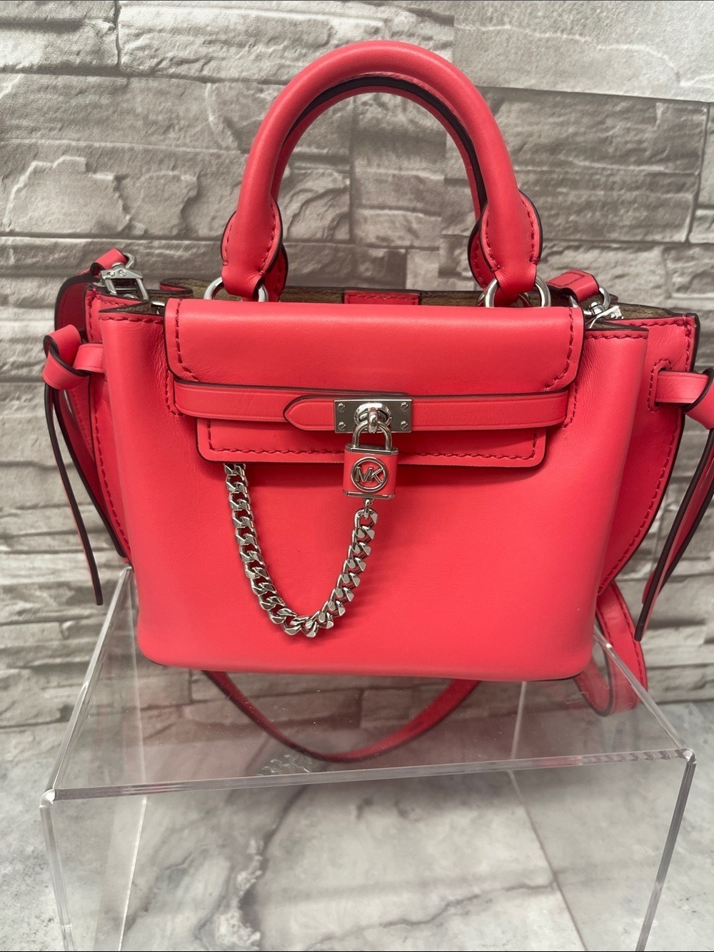 Michael Kors Small Legacy Hamilton Satchel & Matching Wallet Geranium Pink - Picture 2 of 15